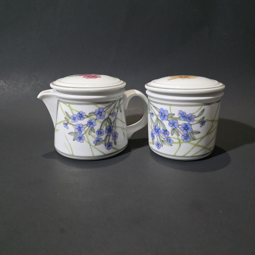 Dansk Café Floral Creamer & Sugar Cup Set